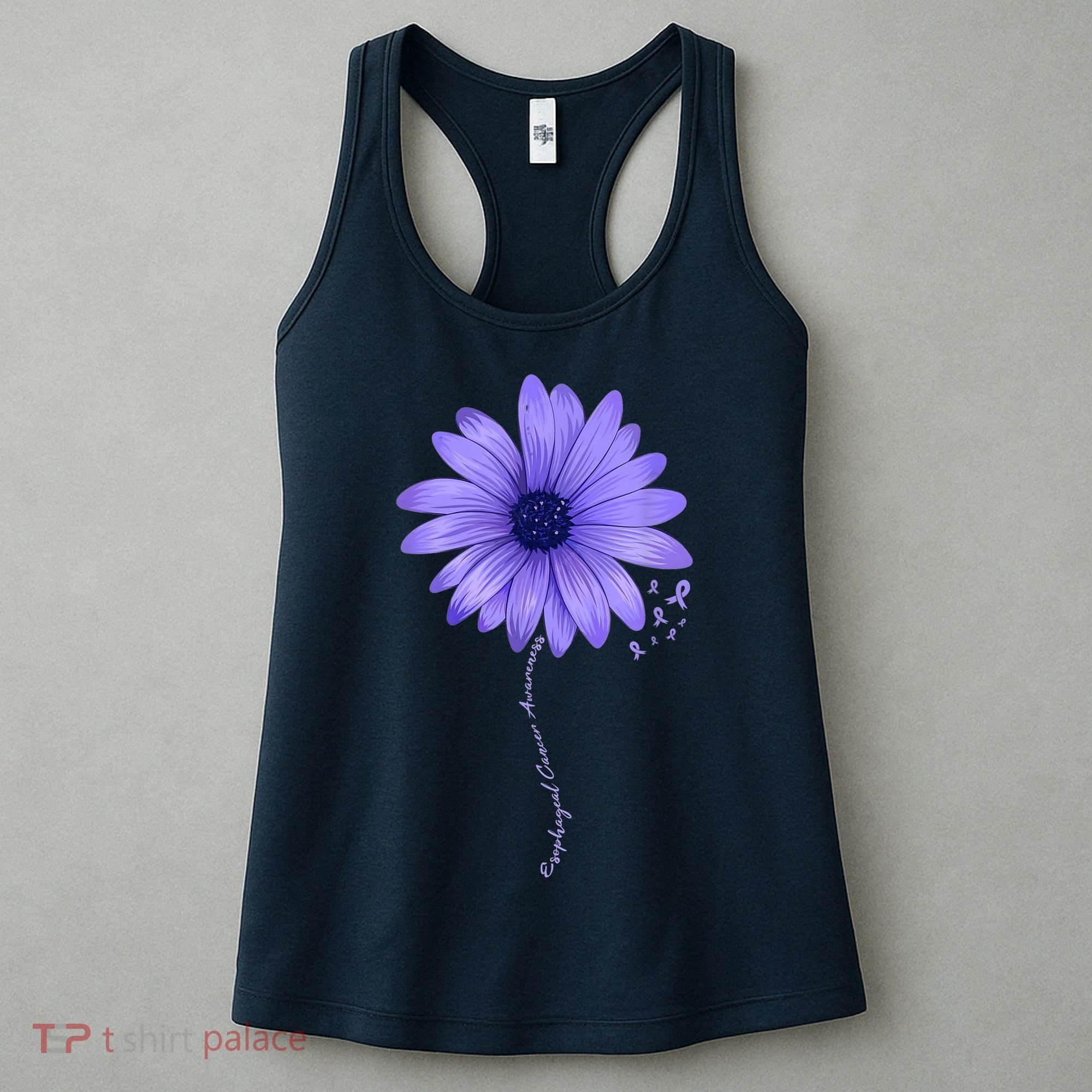 Esophageal Cancer Awareness Sunflower Periwinkle ribbon Women's Tank Top