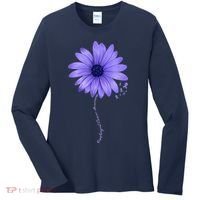 Esophageal Cancer Awareness Sunflower Periwinkle ribbon Women's Long Sleeve Shirt thumb 0