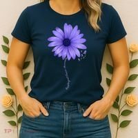 Esophageal Cancer Awareness Sunflower Periwinkle ribbon Women's T-Shirt thumb 2