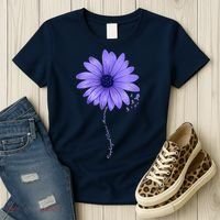 Esophageal Cancer Awareness Sunflower Periwinkle ribbon Women's T-Shirt thumb 3