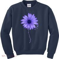 Esophageal Cancer Awareness Sunflower Periwinkle ribbon Kids Sweatshirt thumb 0