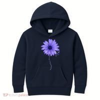 Esophageal Cancer Awareness Sunflower Periwinkle ribbon Kids Hoodie thumb 0