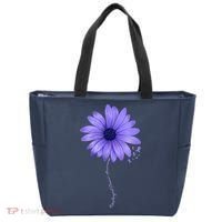 Esophageal Cancer Awareness Sunflower Periwinkle ribbon Tote Bag thumb 0