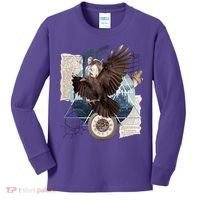 Eagle Collage Ancient Artifact Piece Kids Long Sleeve Shirt thumb 0