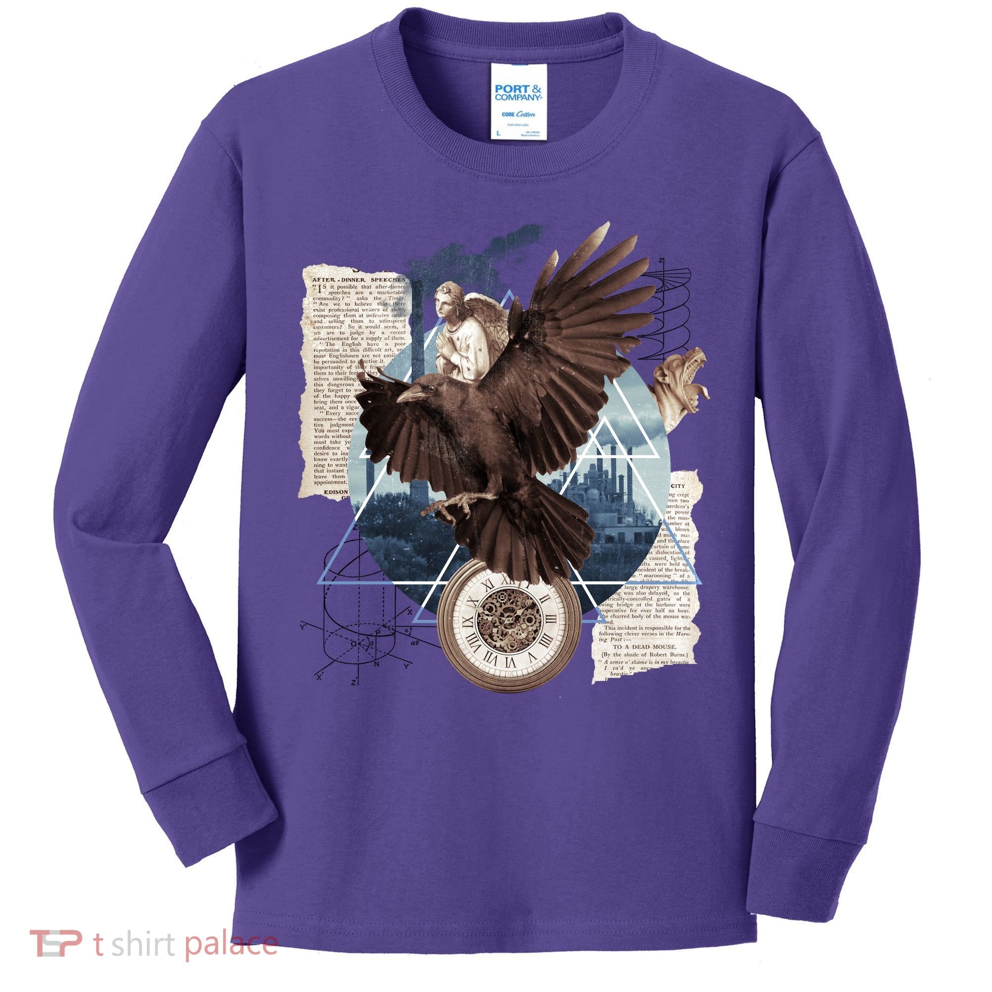 Eagle Collage Ancient Artifact Piece Kids Long Sleeve Shirt