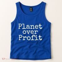 Earth Conservation Anti Capitalism Quote Planet Over Profit Gift Tank Top thumb 2