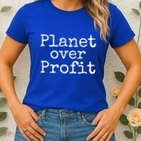 Earth Conservation Anti Capitalism Quote Planet Over Profit Gift Women's T-Shirt thumb 2