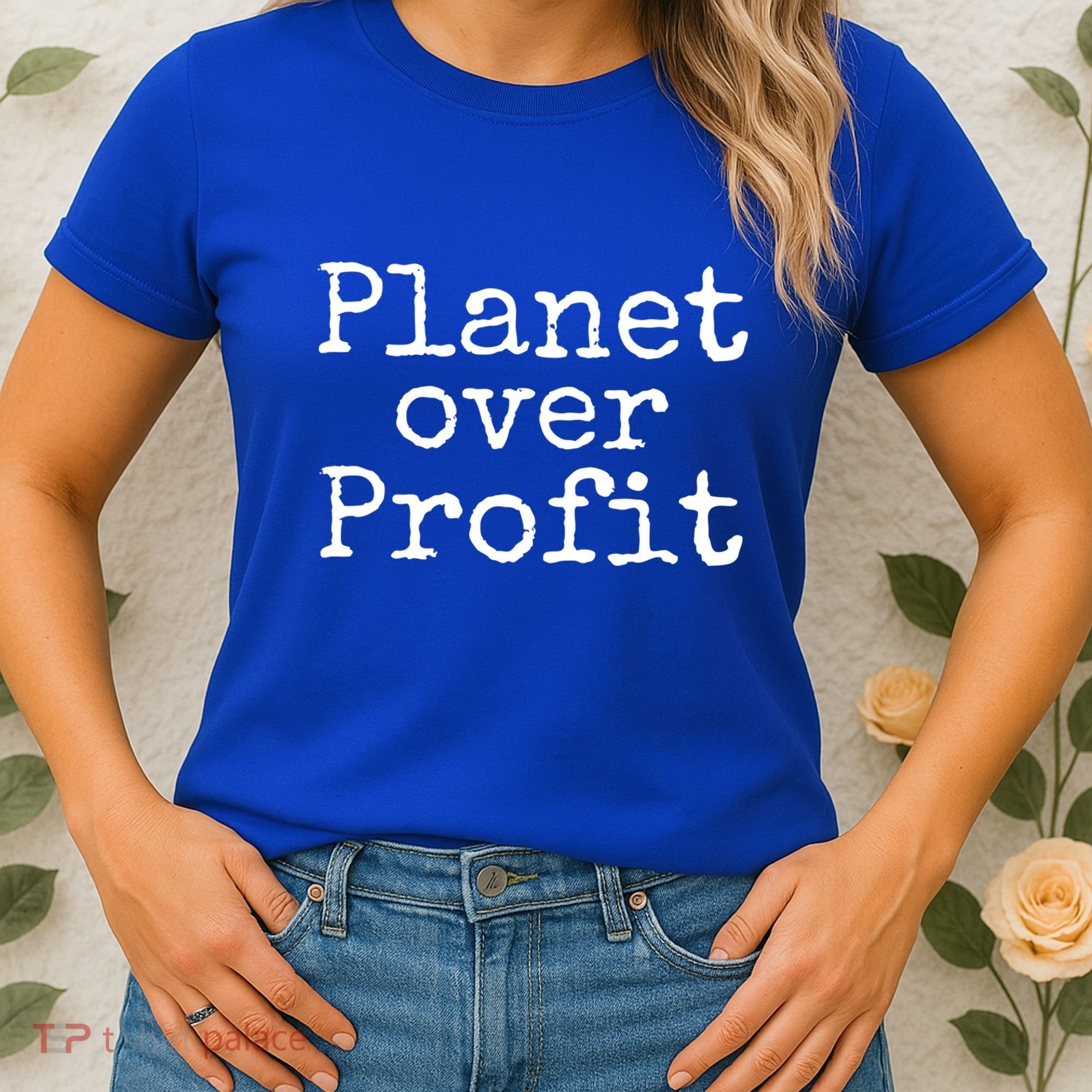 Earth Conservation Anti Capitalism Quote Planet Over Profit Gift Women's T-Shirt