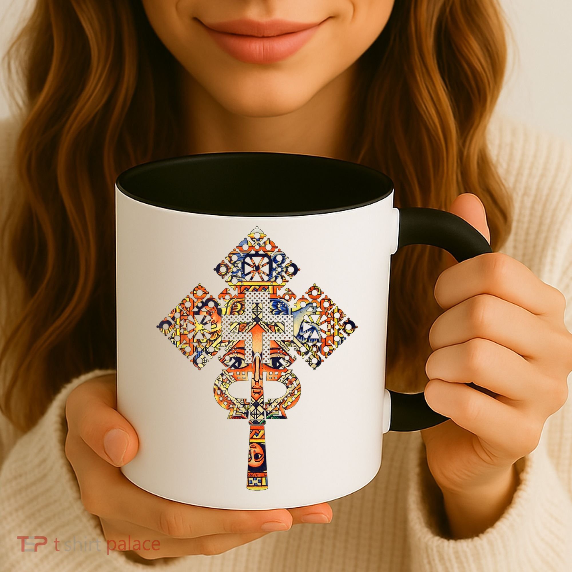 Ethiopian Christian Art Christ In Glory Ethiopian Cross Coffee Mug