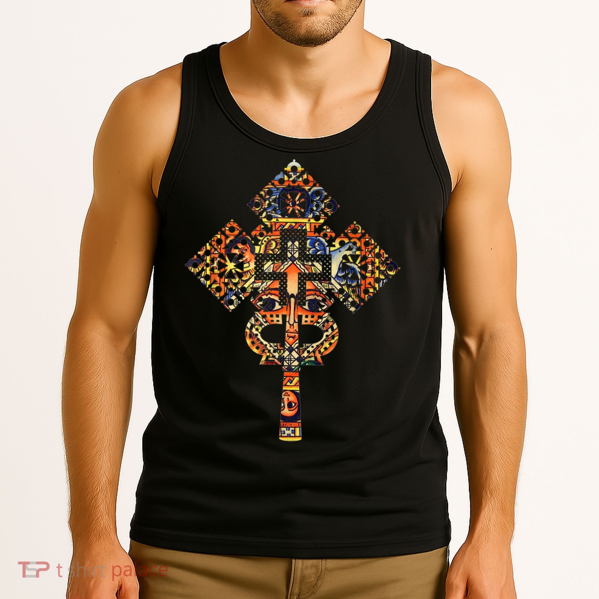 Ethiopian Christian Art Christ In Glory Ethiopian Cross Tank Top