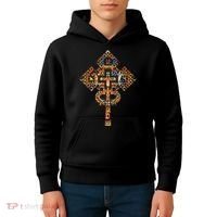 Ethiopian Christian Art Christ In Glory Ethiopian Cross Kids Hoodie thumb 4