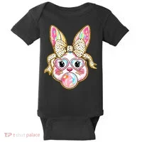 Easter Cute Bunny Leopard Rabbit Baby Bodysuit thumb 0