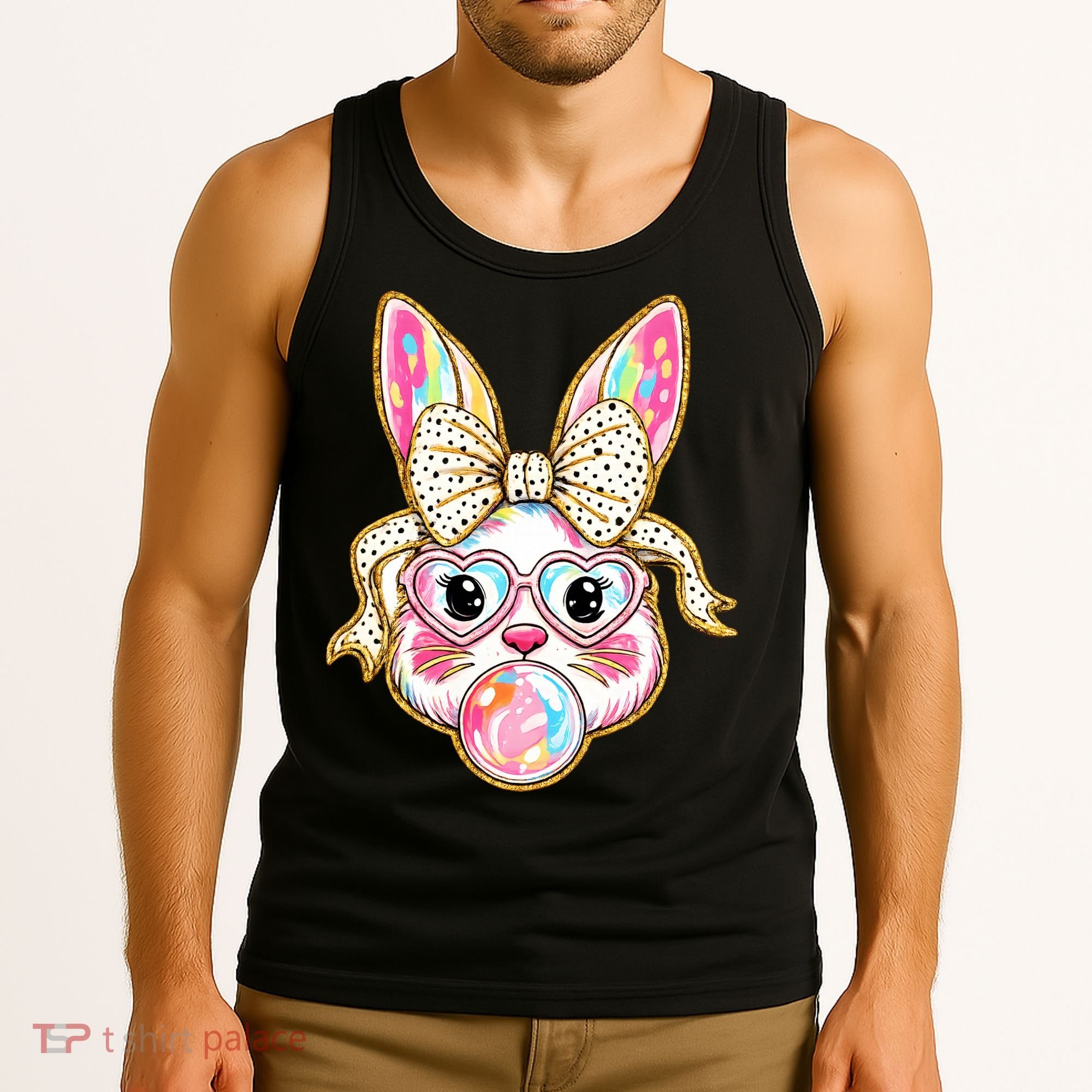 Easter Cute Bunny Leopard Rabbit Tank Top