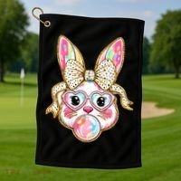 Easter Cute Bunny Leopard Rabbit Golf Towel thumb 1