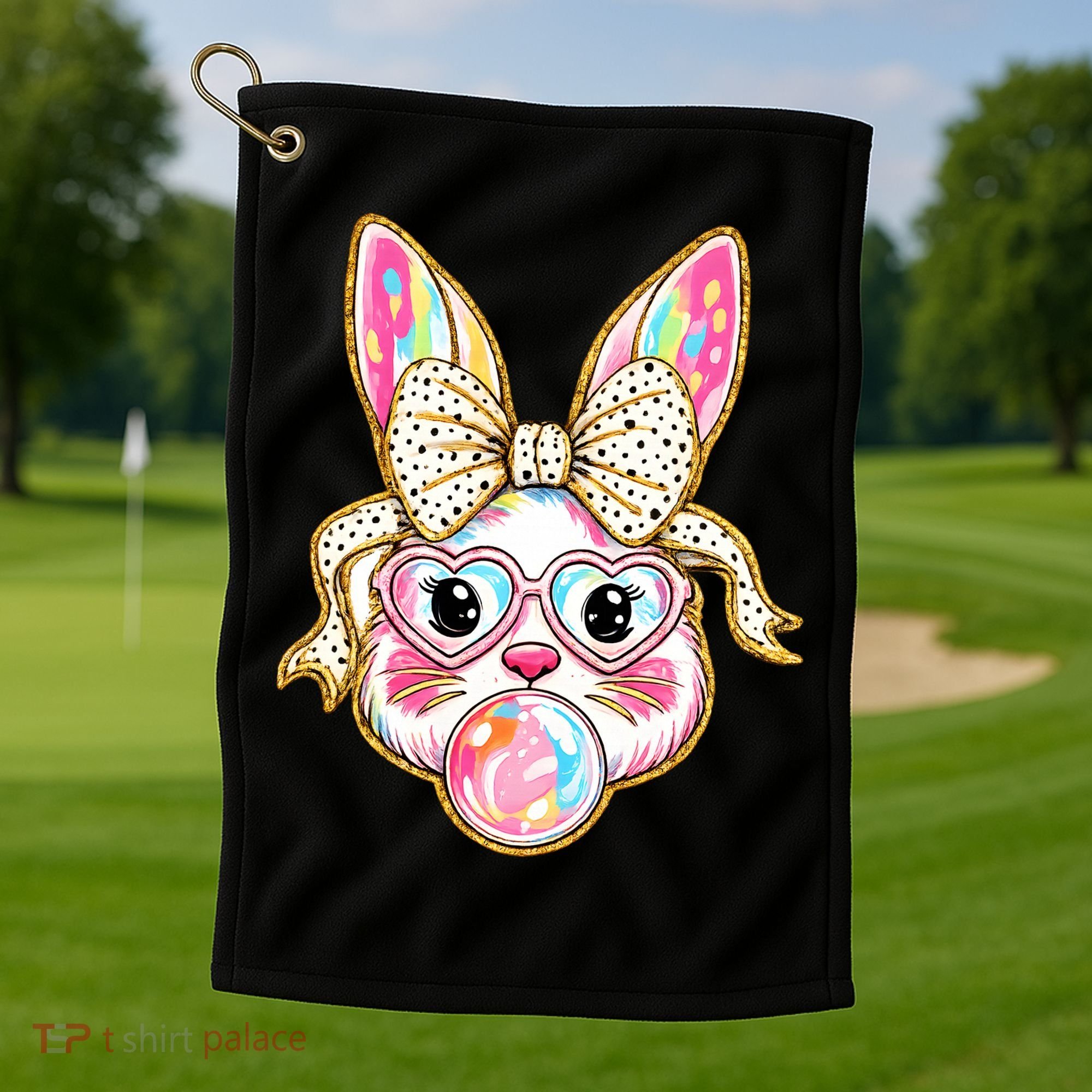 Easter Cute Bunny Leopard Rabbit Golf Towel