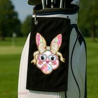 Easter Cute Bunny Leopard Rabbit Golf Towel thumb 2