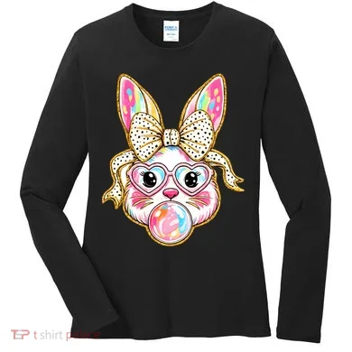 Easter Cute Bunny Leopard Rabbit Women's Long Sleeve Shirt