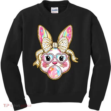 Easter Cute Bunny Leopard Rabbit Kids Sweatshirt