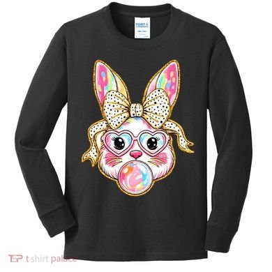 Easter Cute Bunny Leopard Rabbit Kids Long Sleeve Shirt
