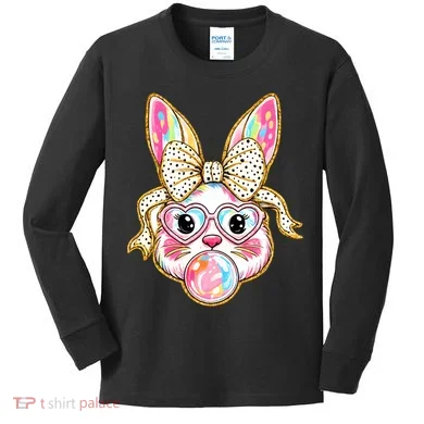 Easter Cute Bunny Leopard Rabbit Kids Long Sleeve Shirt