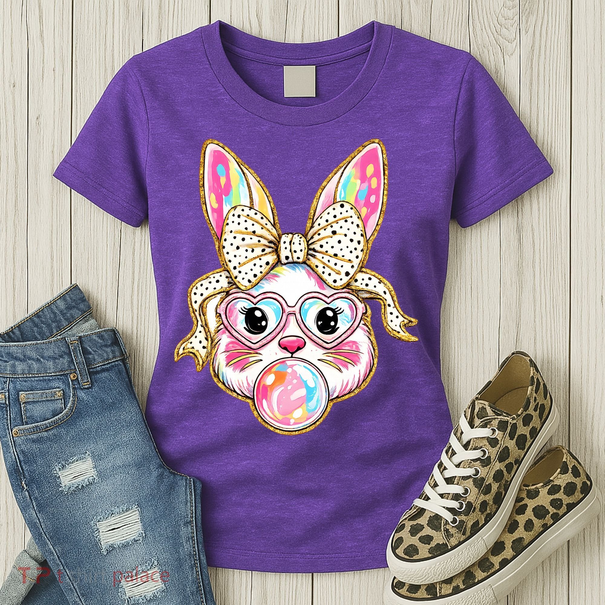 Easter Cute Bunny Leopard Rabbit Women's T-Shirt