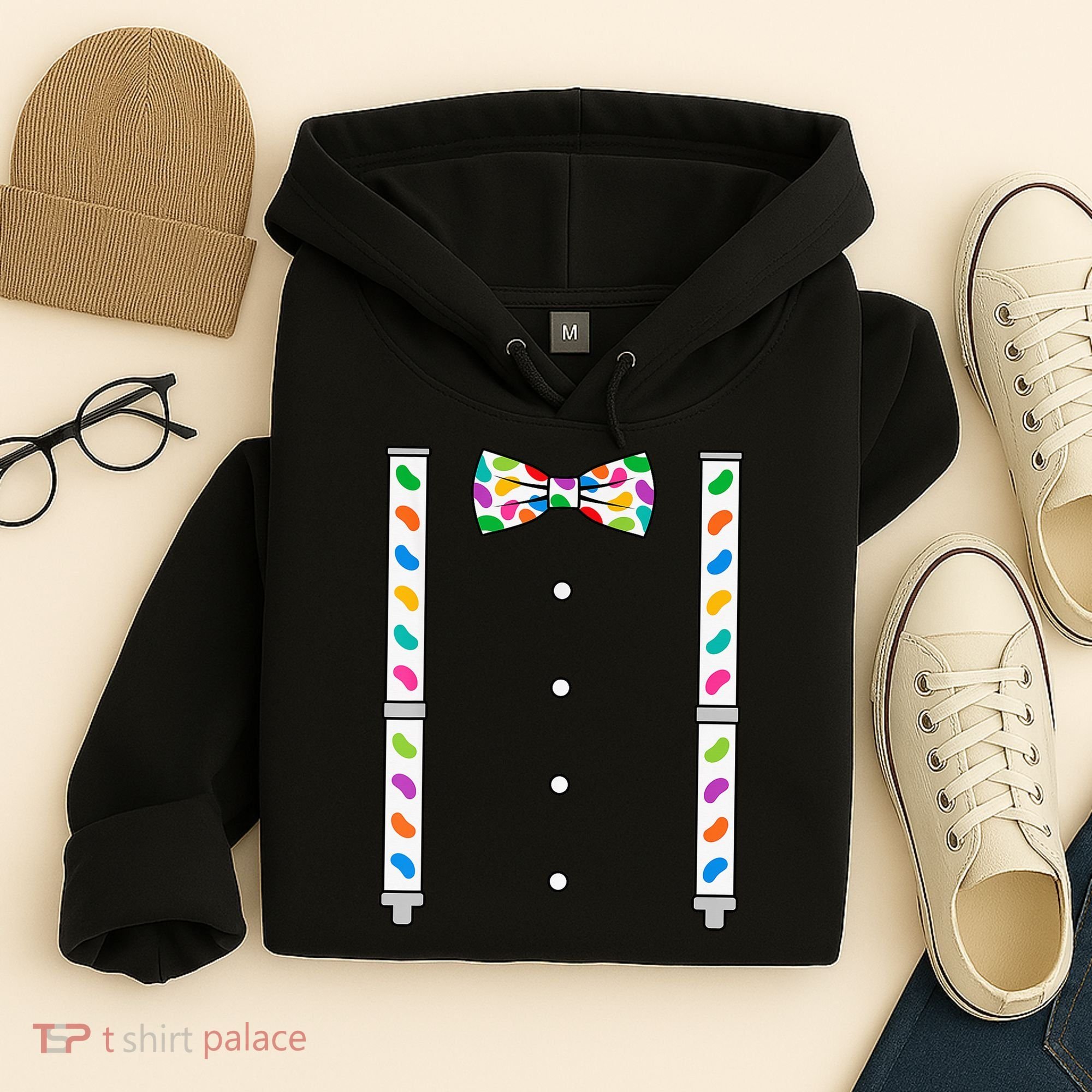 Easter Candy Bow Tie & Suspenders Hoodie