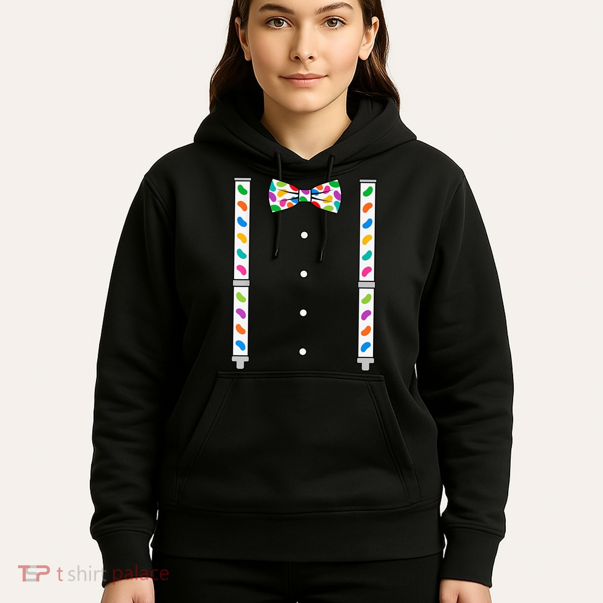 Easter Candy Bow Tie & Suspenders Hoodie