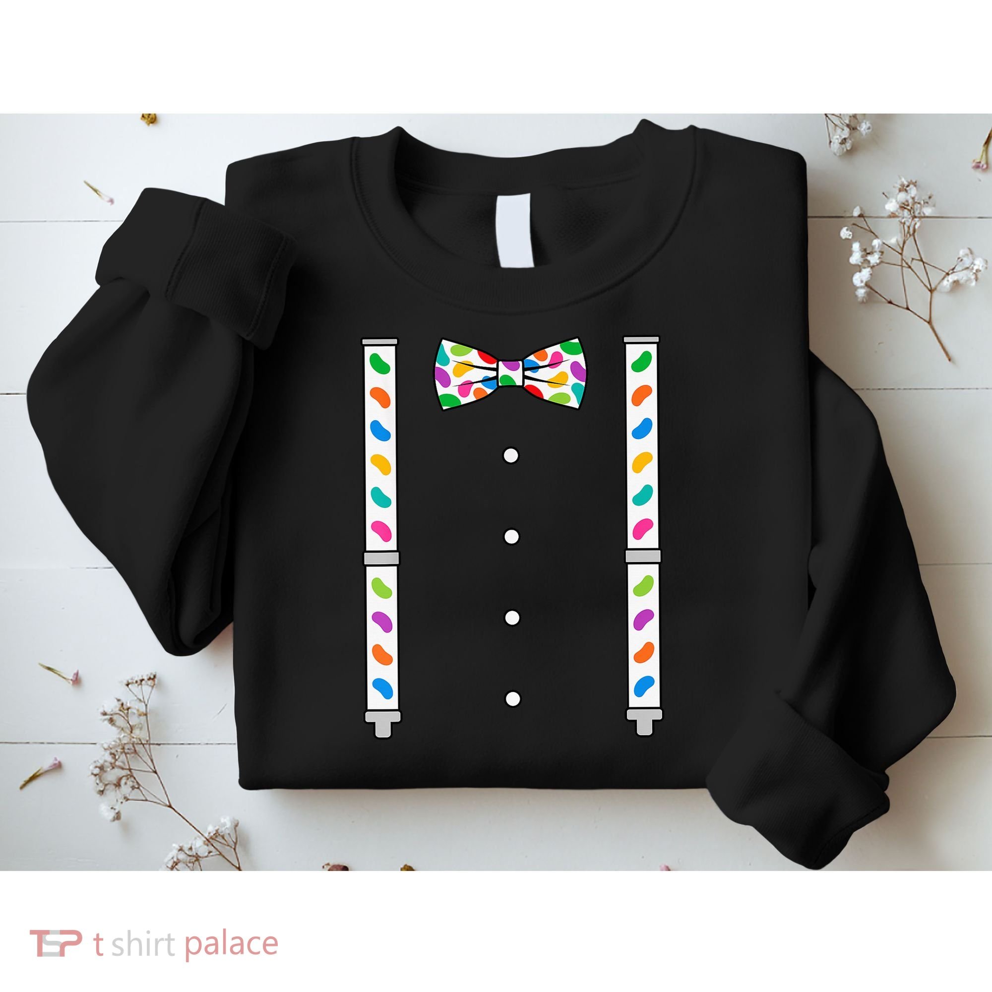 Easter Candy Bow Tie & Suspenders Sweatshirt