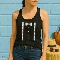 Easter Candy Bow Tie & Suspenders Women's Tank Top thumb 2