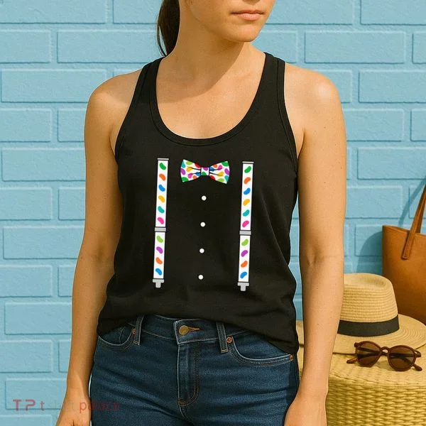 Easter Candy Bow Tie & Suspenders Women's Tank Top