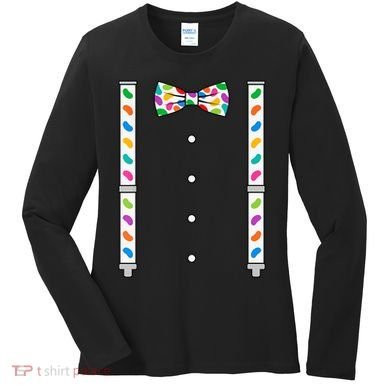 Easter Candy Bow Tie & Suspenders Women's Long Sleeve Shirt