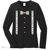 Easter Candy Bow Tie & Suspenders Women's Long Sleeve Shirt thumb 0