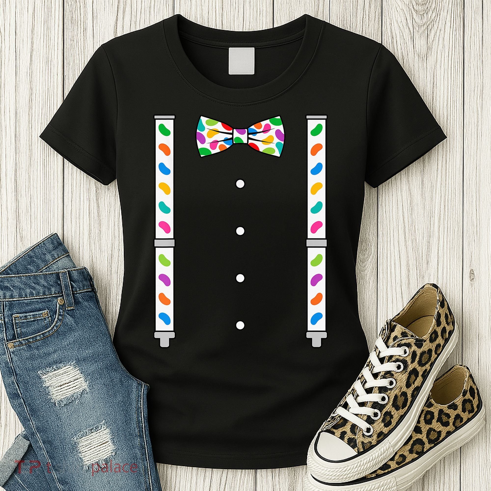 Easter Candy Bow Tie & Suspenders Women's T-Shirt