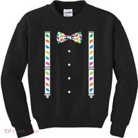 Easter Candy Bow Tie & Suspenders Kids Sweatshirt thumb 0