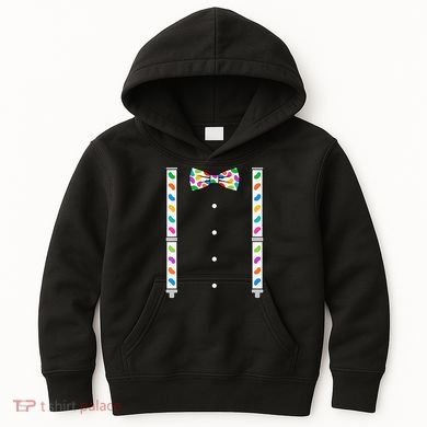 Easter Candy Bow Tie & Suspenders Kids Hoodie
