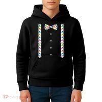 Easter Candy Bow Tie & Suspenders Kids Hoodie thumb 4