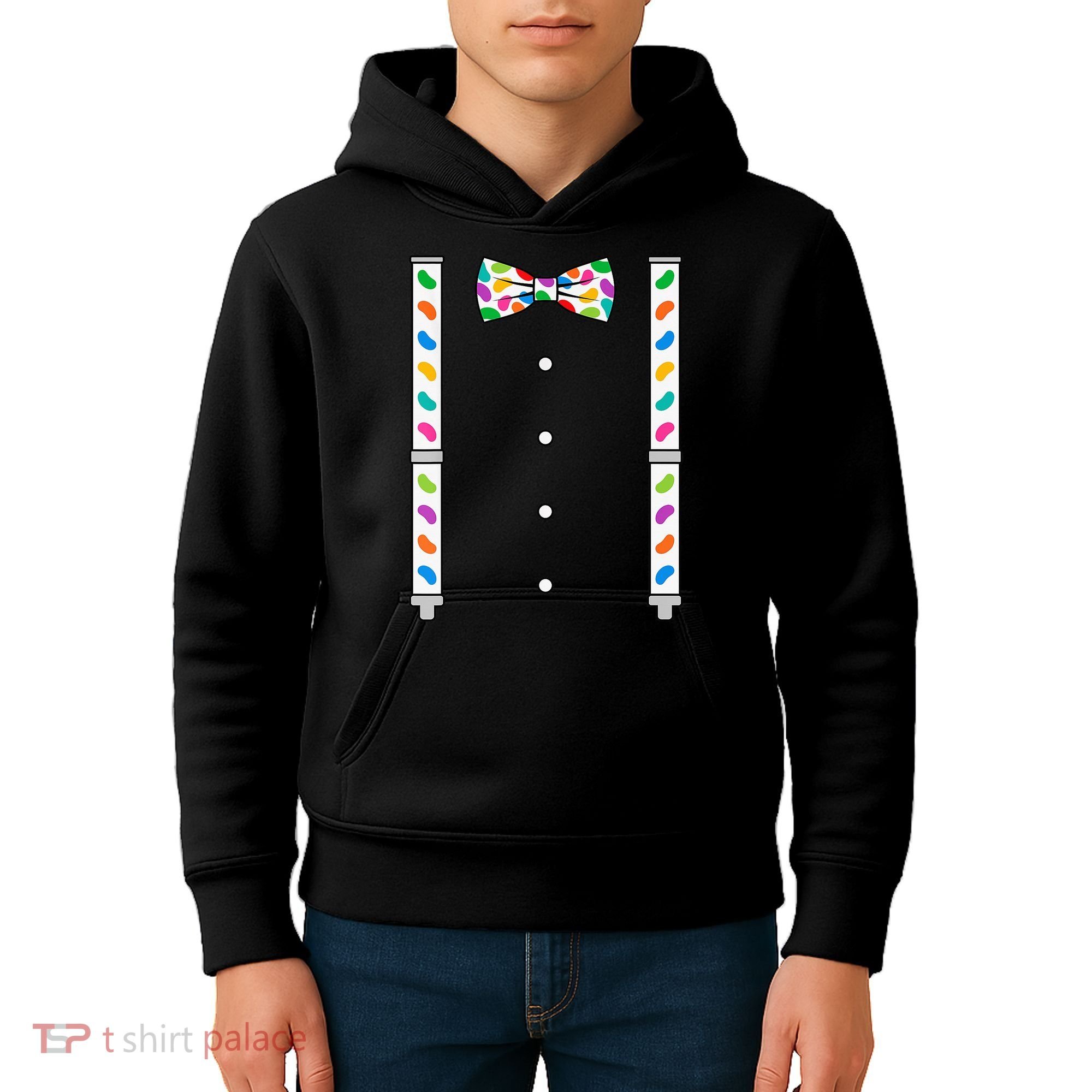 Easter Candy Bow Tie & Suspenders Kids Hoodie