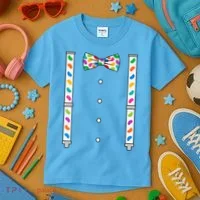 Easter Candy Bow Tie & Suspenders Kids T-Shirt thumb 3