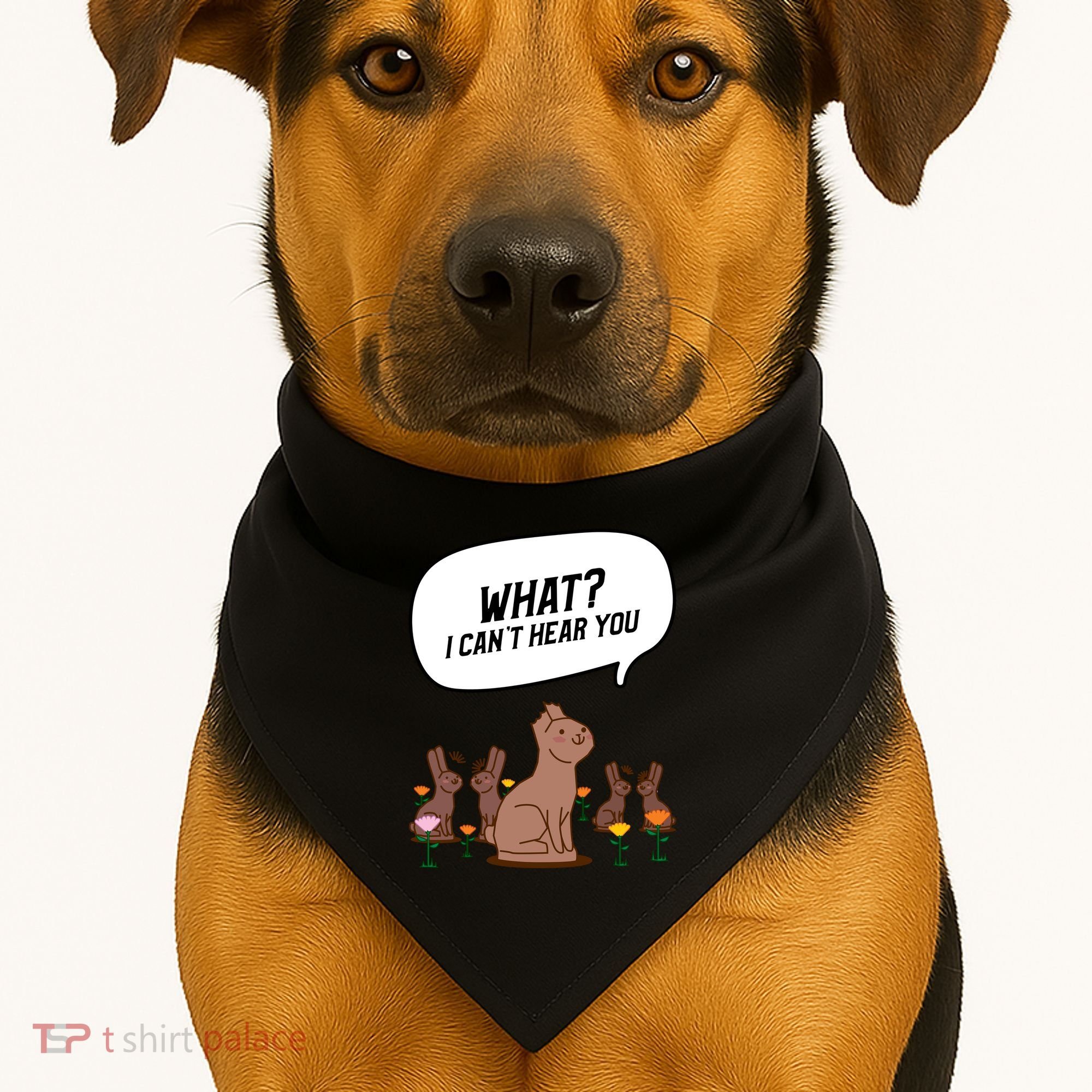 Easter Chocolate Bunny Rabbit Funny I Cant Hear You USA-Made Doggie Bandana