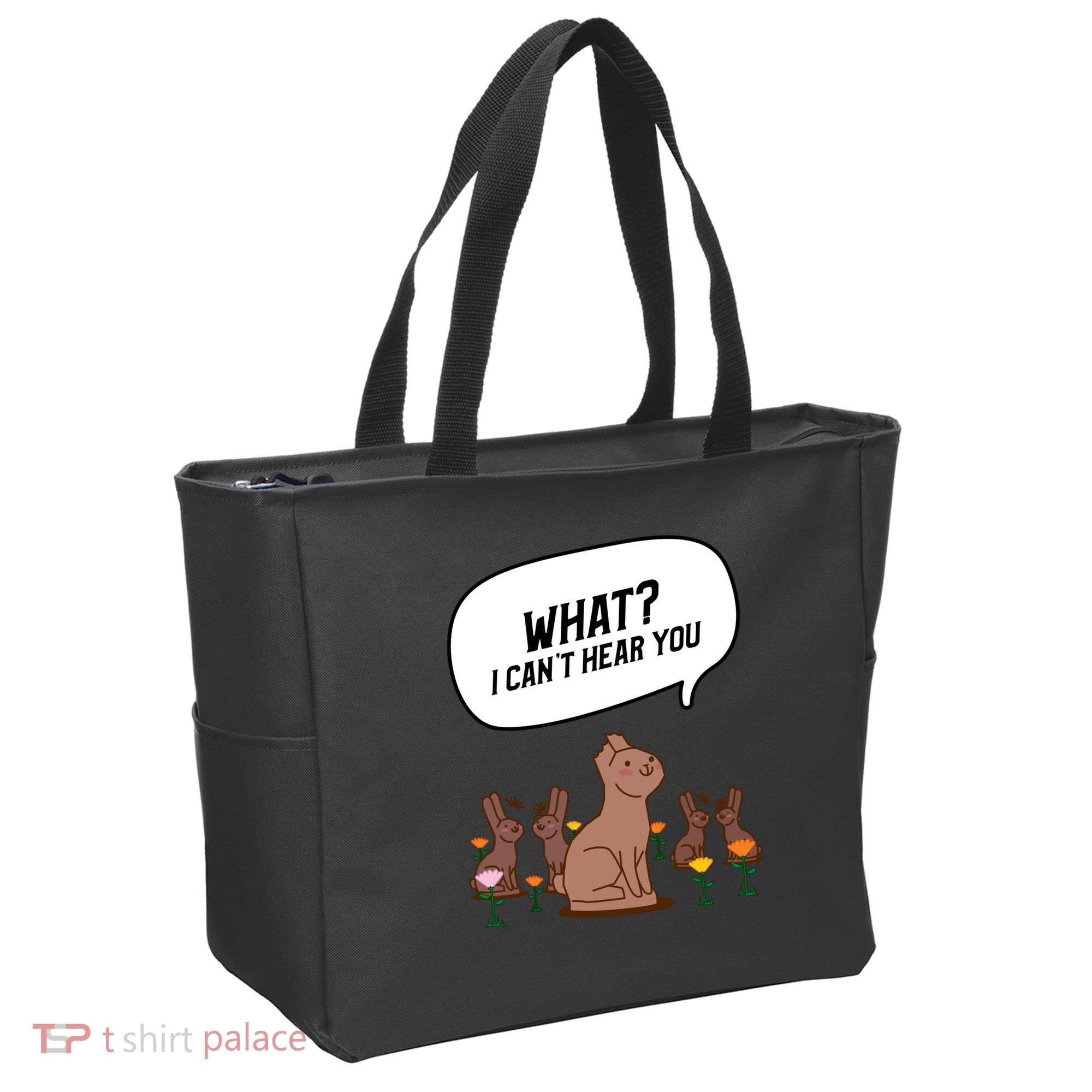 Easter Chocolate Bunny Rabbit Funny I Cant Hear You Tote Bag