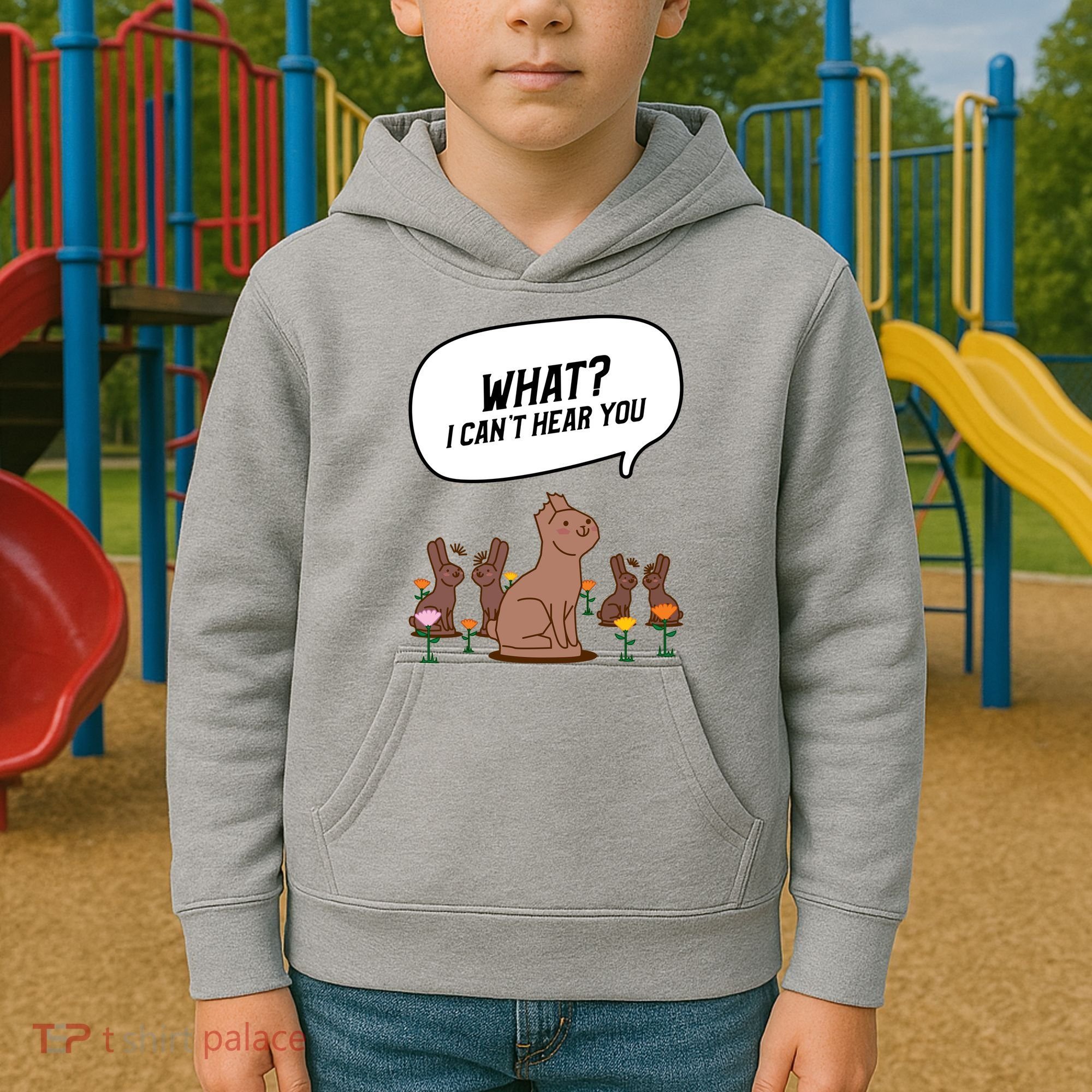 Easter Chocolate Bunny Rabbit Funny I Cant Hear You Kids Hoodie