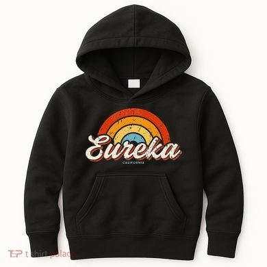 Eureka California Ca Vintage Rainbow Retro 70s Kids Hoodie