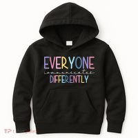Everyone Communicates Differently Colorful Kids Hoodie thumb 0