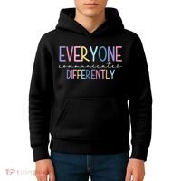 Everyone Communicates Differently Colorful Kids Hoodie thumb 4