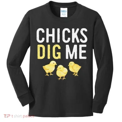 Easter Chicks Dig Me Watercolor Kids Long Sleeve Shirt
