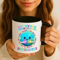 Everyone Communicated Differently Autism Awareness Acceptance Coffee Mug thumb 3