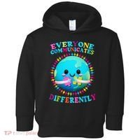 Everyone Communicated Differently Autism Awareness Acceptance Toddler Hoodie thumb 0