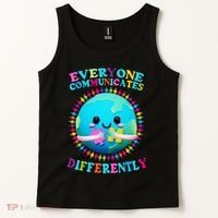 Everyone Communicated Differently Autism Awareness Acceptance Tank Top thumb 2