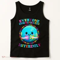 Everyone Communicated Differently Autism Awareness Acceptance Tank Top thumb 2