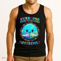 Everyone Communicated Differently Autism Awareness Acceptance Tank Top thumb 3